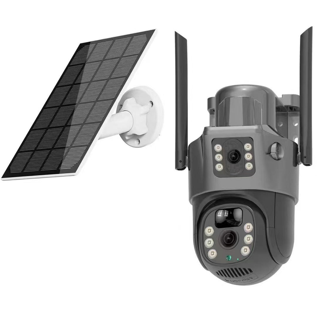 Cameră Supraveghere SIM cu 2 Camere 5MP AT PERFORMANCE® – Exterior, Zoom 8X, Panou Solar, IP66, Negru